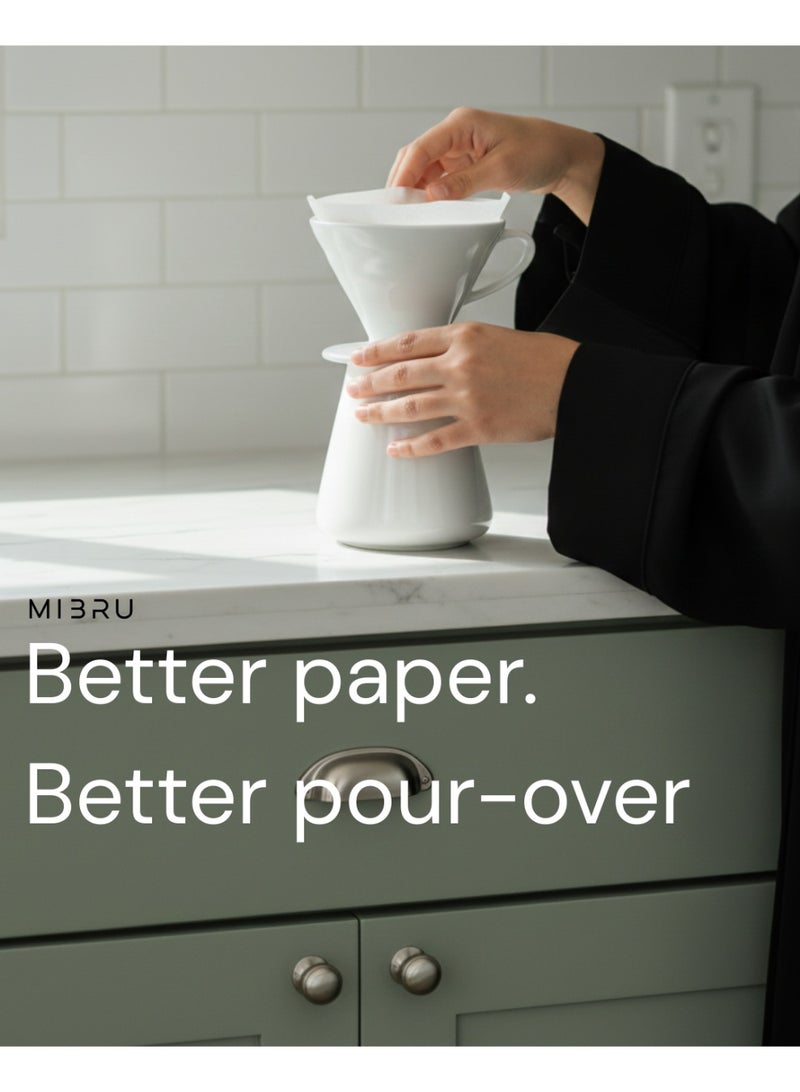 MIBRU Premium White Paper Coffee Filters Square Shaped V60 Japanese Material, Size 00, Pour Over Drip for coffee maker Timemore Dripper Disposable with Box - Image 3