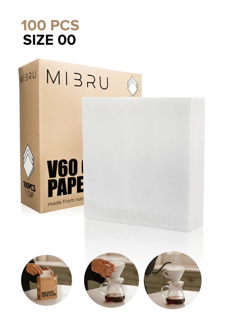 MIBRU Premium White Paper Coffee Filters Square Shaped V60 Japanese Material, Size 00, Pour Over Drip for coffee maker Timemore Dripper Disposable with Box - Image 1