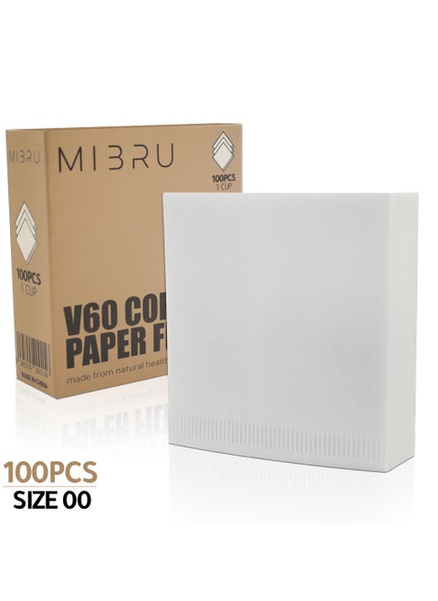 Premium White Paper Coffee Filters Square Shaped V60 Japanese Material, Size 00, Pour Over Drip for coffee maker Timemore Dripper Disposable with Box