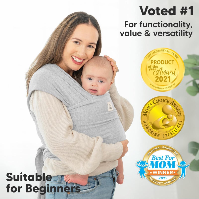 KeaBabies Baby Wrap Carrier - All in 1 Original Baby Carrier Newborn to Toddler Sling, Easy to Wear, Hands Free Bonding, Lightweight, Breathable Infant Wraps (Light Heather) - Image 3