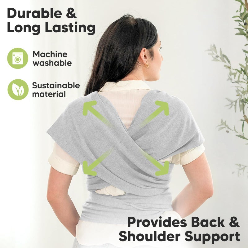 KeaBabies Baby Wrap Carrier - All in 1 Original Baby Carrier Newborn to Toddler Sling, Easy to Wear, Hands Free Bonding, Lightweight, Breathable Infant Wraps (Light Heather) - Image 5