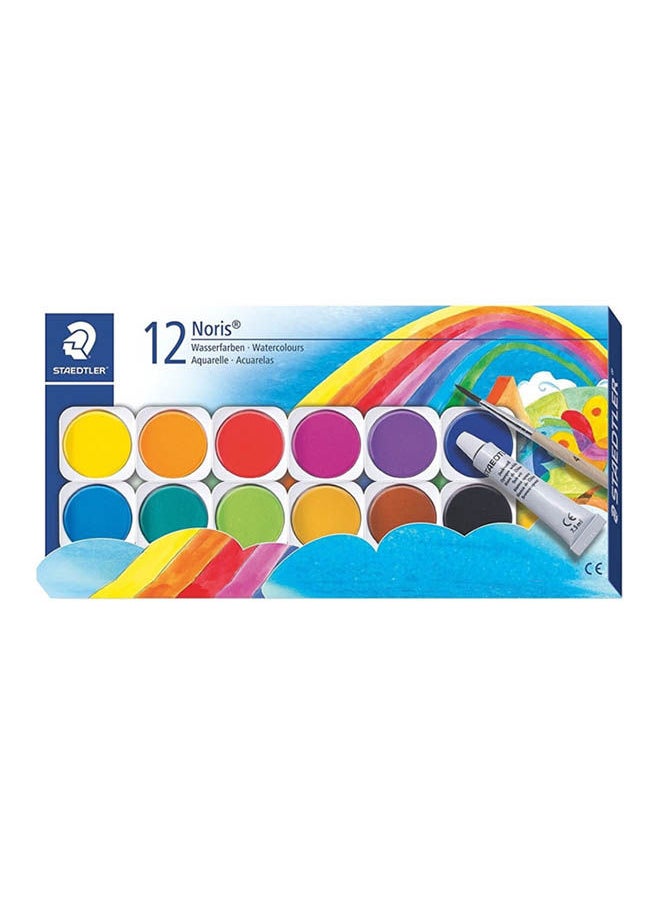 STAEDTLER Noris Watercolors Set With Opaque Tube And Brush Set Of 12 Colors Multicolour 