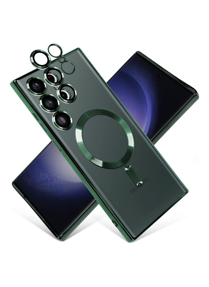 Magnetic Clear Case for Samsung Galaxy S23 Ultra with Camera Lens Protector Magsafe Compatible Electroplated Soft TPU Shockproof Anti-Scratch Phone Case - Image 1