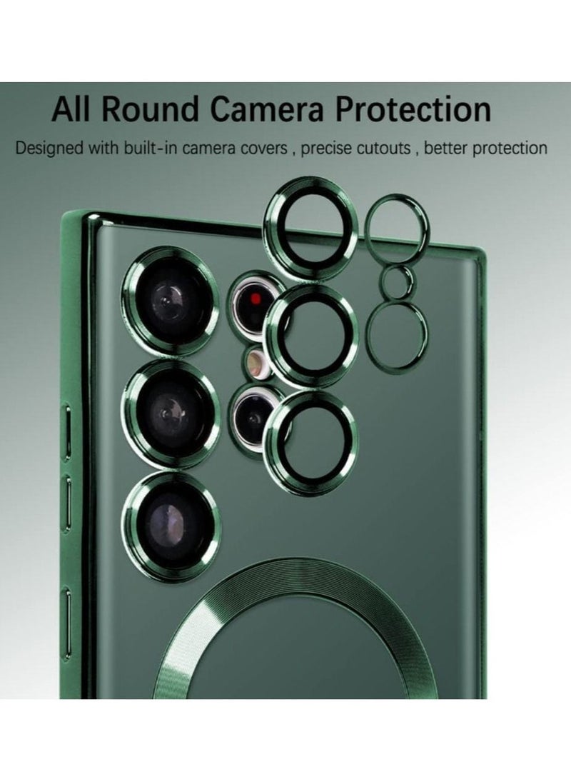 Magnetic Clear Case for Samsung Galaxy S23 Ultra with Camera Lens Protector Magsafe Compatible Electroplated Soft TPU Shockproof Anti-Scratch Phone Case - Image 2