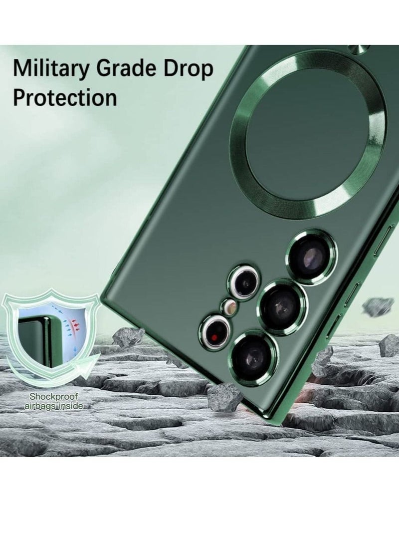 Magnetic Clear Case for Samsung Galaxy S23 Ultra with Camera Lens Protector Magsafe Compatible Electroplated Soft TPU Shockproof Anti-Scratch Phone Case - Image 5