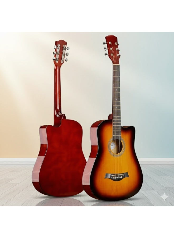 Megarya 38 inch Acoustic Guitar for Beginners, Includes Gig Bag, Strap, Picks, and Capo (Sunburst) - Image 2