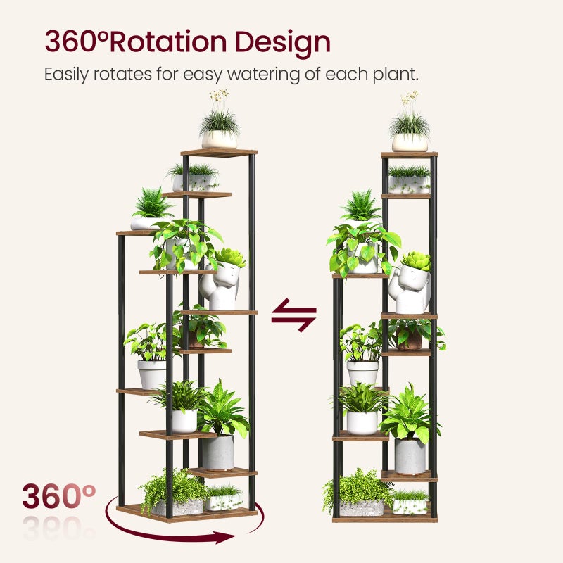 Yzosvki 10 Tier Plant Stand Indoor, Tiered Corner Plant Shelf Flower Stand for Living Room, Balcony, Patio, Garden, Rustic Brown - Image 4