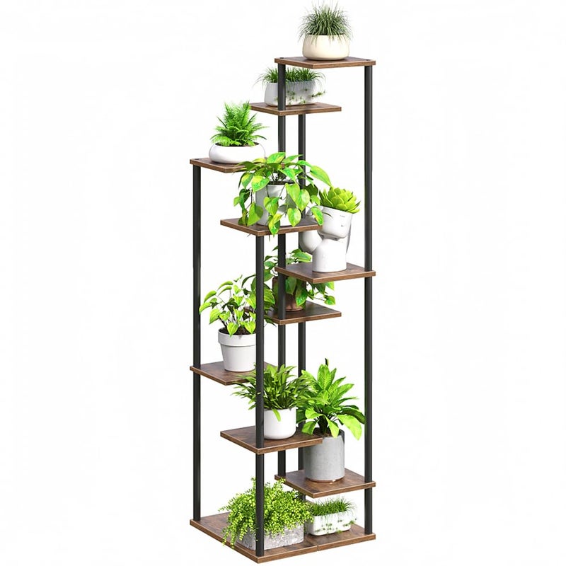 Yzosvki 10 Tier Plant Stand Indoor, Tiered Corner Plant Shelf Flower Stand for Living Room, Balcony, Patio, Garden, Rustic Brown - Image 1