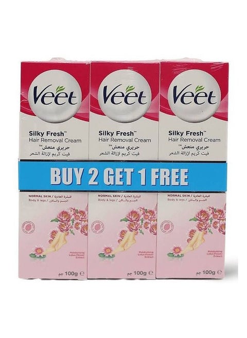 Veet Cream Silky Fresh Hair Removal Cream for Normal Skin100 g 2+1
