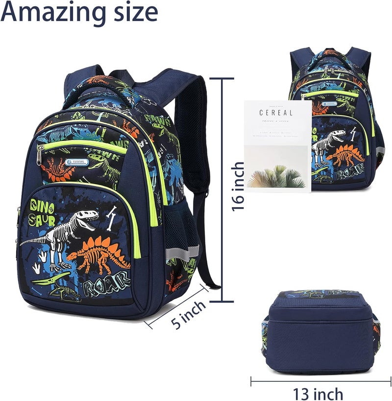 Cusangel Backpack for Boys Girls School Bookbags,Kindergarten Elementary Middle School Lightweight Waterproof Multifunctional Large Capacity for Backpack (16inch Luminous dinosaur) - Image 3