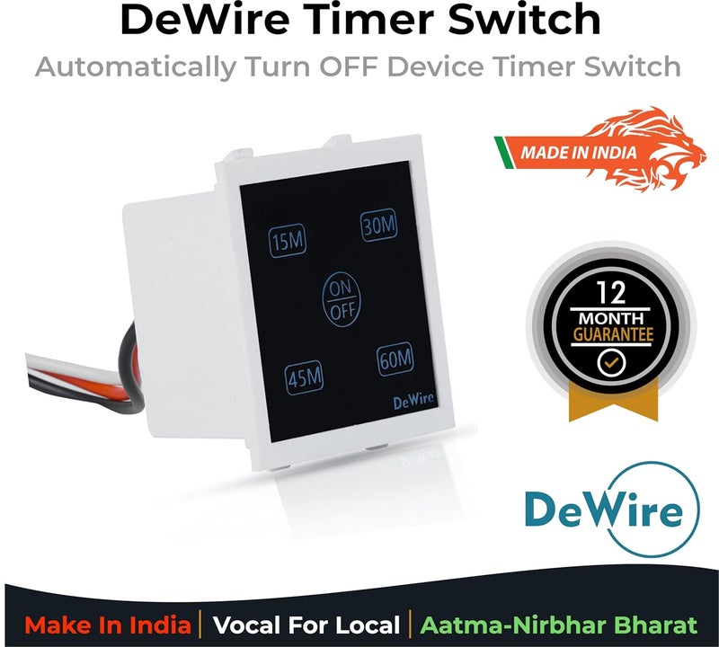 DeWire Auto Cut Off Timer Switch for Water Motor Pump Water Heater Exhaust FansMosquito RepellentHumidifier Air PurifierRoom Heaters and Lighting Loads up to 10 AMPS 15 30 45 60 Mins - Image 2