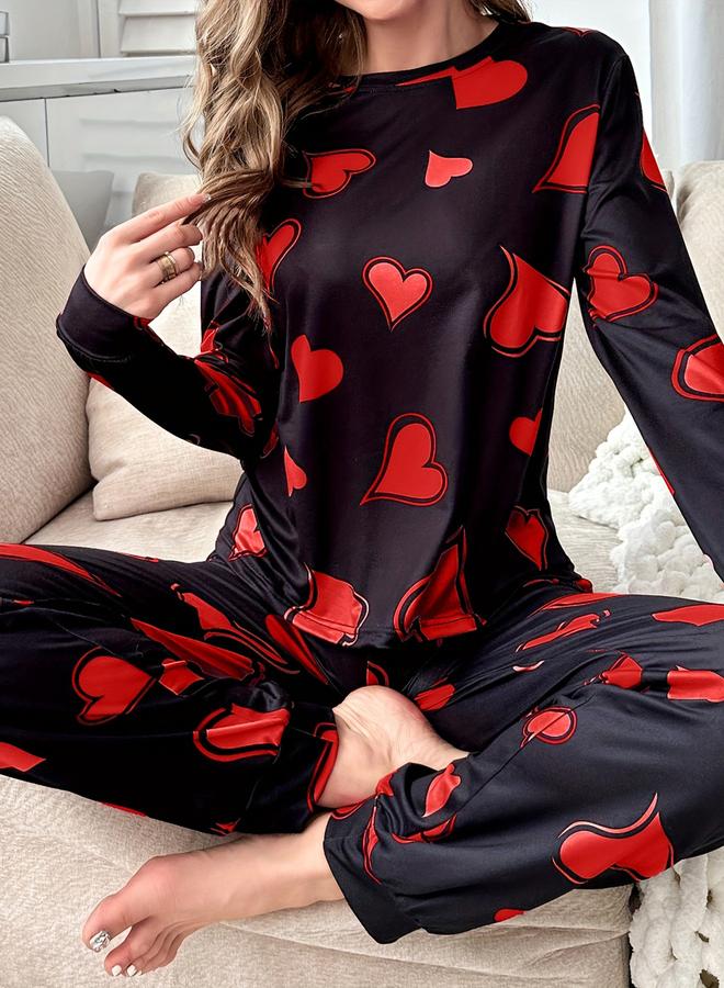 Take Two AOP Heart Long Sleeve T-Shirt with Pants Set - Image 5