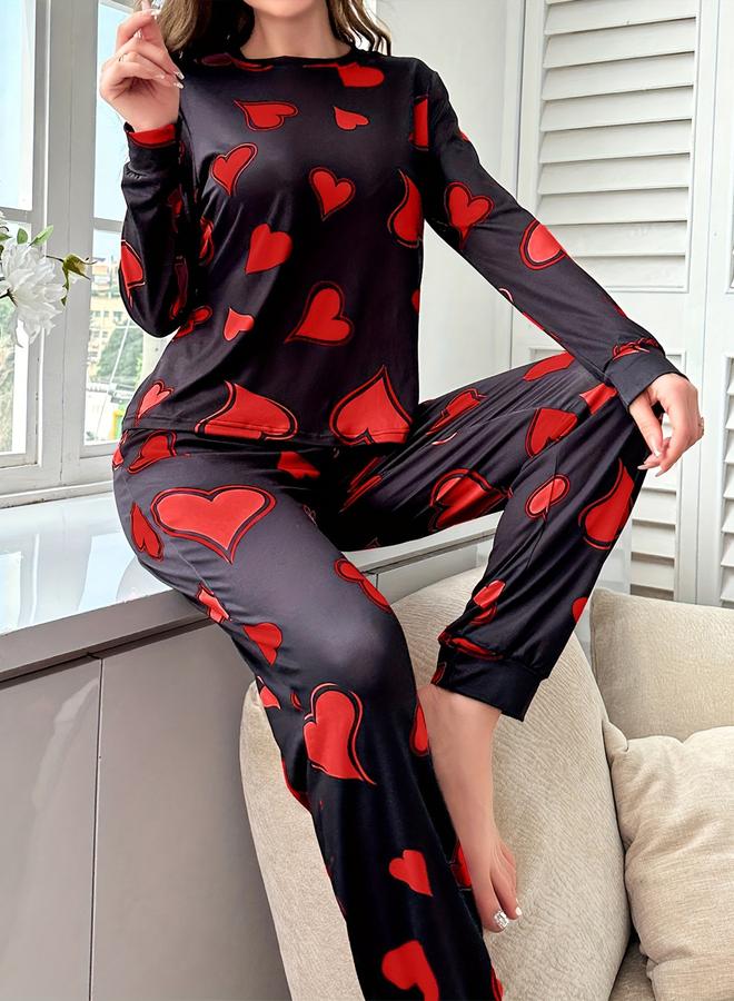 Take Two AOP Heart Long Sleeve T-Shirt with Pants Set - Image 4