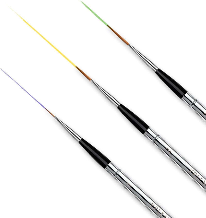 YFLLN 3pcs Elegant Watercolor Brushes，Nail Art Liner Brushes - Travel Kit with Leather Pouch Perfect for Watercolor Gouache Ink Painting，Long Lines, Thin Details, Fine Drawing Sizes - Image 2