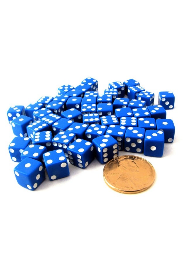 Koplow Games Koplow Games Set of 50 8mm Six-Sided D6 Small Square-Edge Dice - Blue with White Pips 