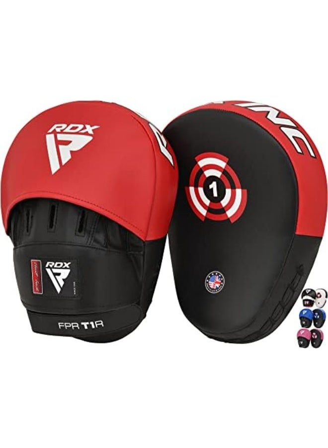 RDX Boxing Pads Focus Mitts - Maya Hide Leather Curved Hook and Jab Target Hand Pads for MMA, Kickboxing, Martial Arts, Muay Thai, Karate Training |Red/Black (FPR-T1RB) - Image 1