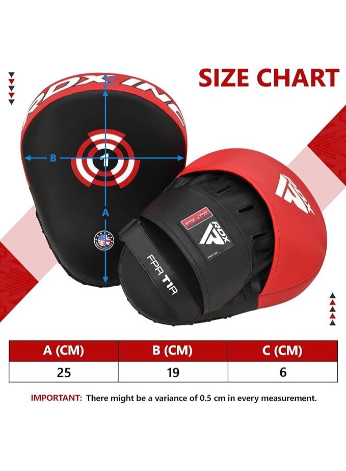 RDX Boxing Pads Focus Mitts - Maya Hide Leather Curved Hook and Jab Target Hand Pads for MMA, Kickboxing, Martial Arts, Muay Thai, Karate Training |Red/Black (FPR-T1RB) - Image 2