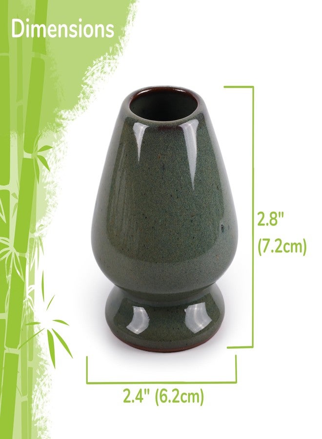 BambooMN Matcha Tea Whisk Holder Rest - Green Floral - 1 Piece - Image 4
