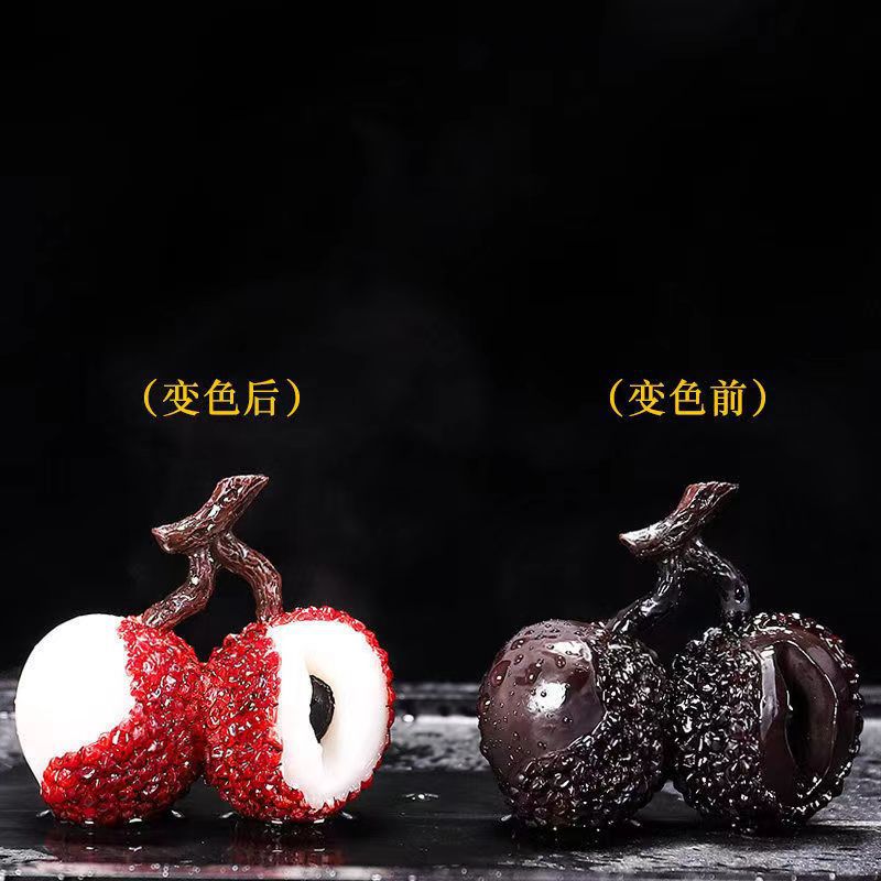 Tea Pet Figurines That Change Color, Lychee Fruit, Bayberry, Golden Toad Tea Toys, Creative Tea Table Decorations, Tea Set For Brewing Tea Around The Stove - Image 4