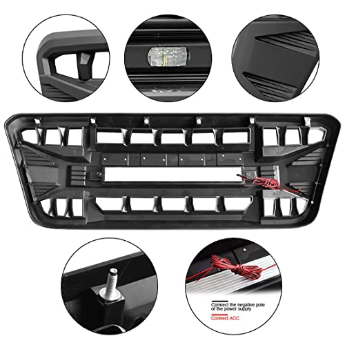 MEGAIE Front Grill Compatible with 2004 2005 2006 2007 2008 F150, Matte Black Front Bumper Grille w/Off-Road Lights - Image 5