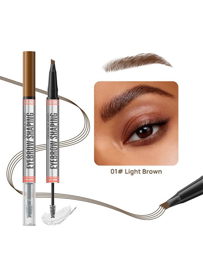 LESITI Eyebrow Pen - 2-In-1 Dual-Ended Eyebrow Pen With 4-Fork-Tip & Eyebrow Brush And Sealing Brow Gel, Creates Natural Looking Brows Effortlessly, Long-Lasting And Waterproof (Light Brown)  - Image 2