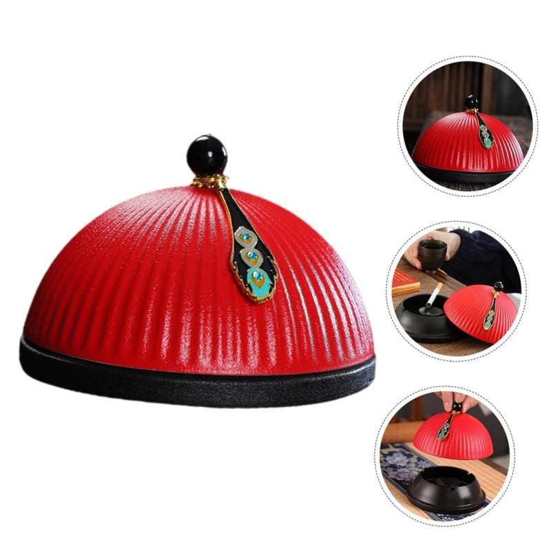 Creative Antique Ashtray With Lid For Desktop Home Office Storage Decorative Accessory - Image 4