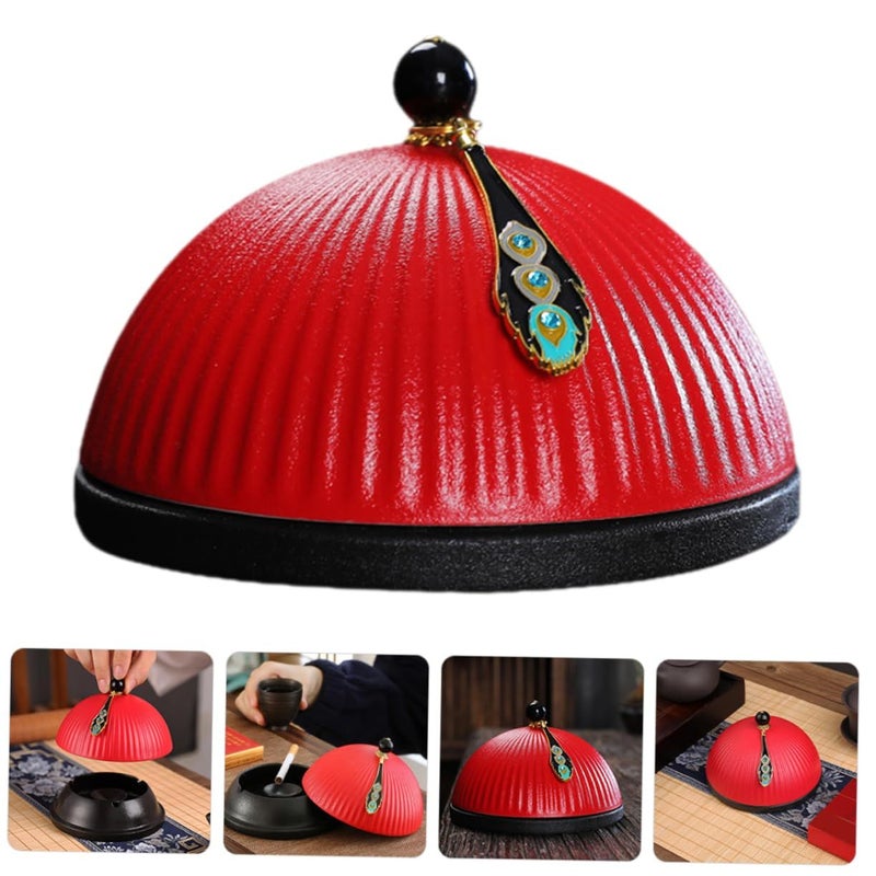 Creative Antique Ashtray With Lid For Desktop Home Office Storage Decorative Accessory - Image 3