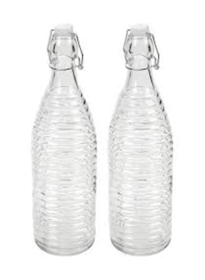زجاجة ماء زجاجية بغطاء محكم الإغلاق بتصميم مضلع، سعة 1500 مل - Image 2