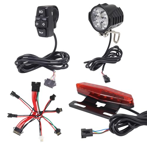 Onature 36V 48V Ebike Light Kit Electric Bike Headlight with Horn Ebike Tail Light with Turn Signal Fits Rear Rack Mount 50mm 80mm Not Compatible with Waterproof Connector Taillight with Brake Light - Image 1