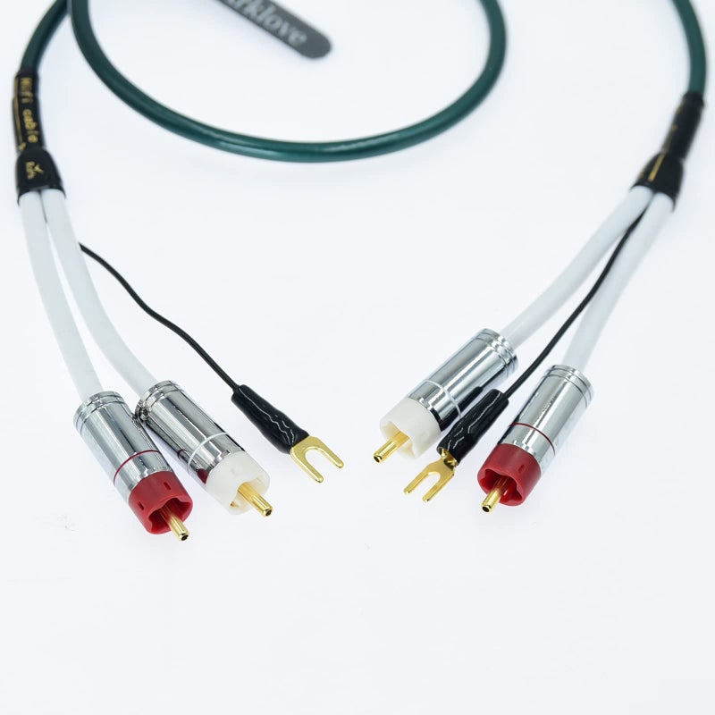 Arklove 5ft Ultra Low Noise Double Audio 2 rca to rca male Cable balance Ground Wire of turntable Independent Shield-rcaed Signal Line Preamp LP Vinyl Record Player Amplifier Chassis Gold-rca Plated Connector - Image 1
