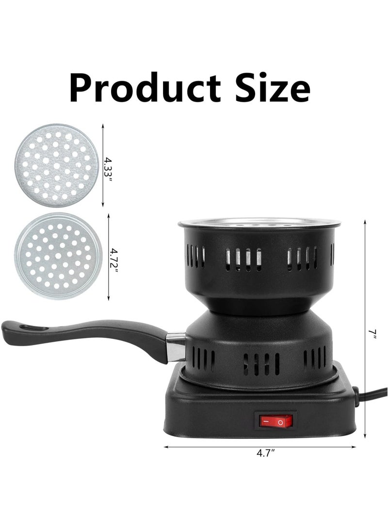 MileMelo Coal Burner, Charcoal Starter Multipurpose Coal Burner Faster Electric Stove With Mini Pan,Detachable Handle,Stainless Steel Grill & Rack for Cubes - Image 2