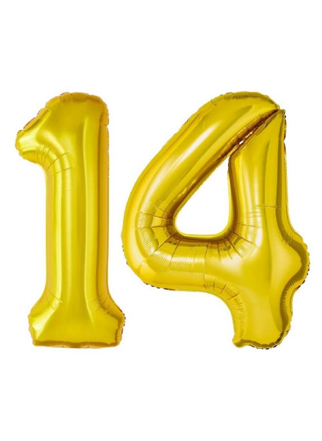 Balloonistics Balloonistics Solid 14 Number Foil Balloon 17" inch Balloon (Gold, Pack of 2)  - Image 1