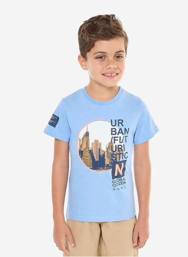 فكتور اند جين Victor And Jane Boys Graphic Print T-Shirt and Shorts Set