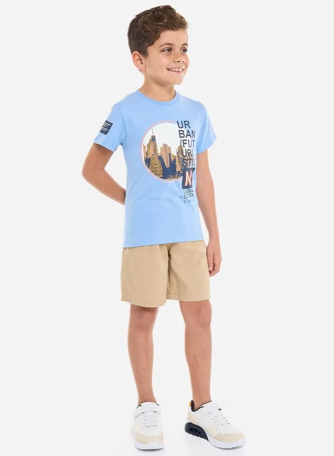 فكتور اند جين Victor And Jane Boys Graphic Print T-Shirt and Shorts Set