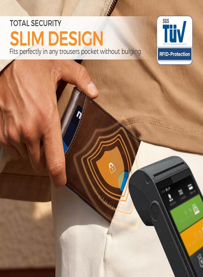 RUNBOX محفظة رنبوكس رفيعة بمشبك نقود للرجال، مزودة بتقنية حجب RFID، تتسع لـ 11 بطاقة، تصميم بسيط، مصنوعة من الجلد، قابلة للطي، تُوضع في الجيب الأمامي، مع علبة هدايا. - Image 5