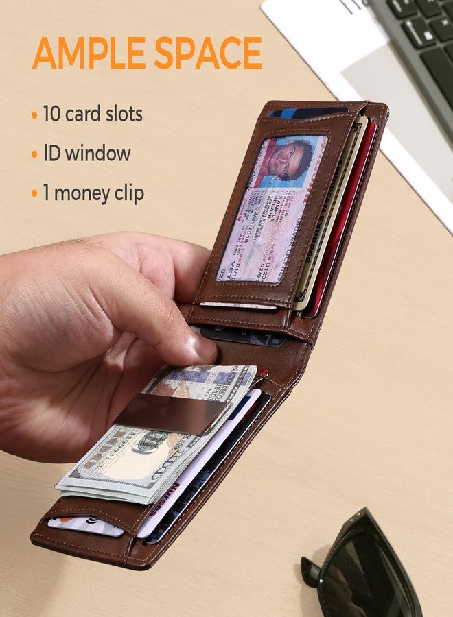 RUNBOX محفظة رنبوكس رفيعة بمشبك نقود للرجال، مزودة بتقنية حجب RFID، تتسع لـ 11 بطاقة، تصميم بسيط، مصنوعة من الجلد، قابلة للطي، تُوضع في الجيب الأمامي، مع علبة هدايا. - Image 3