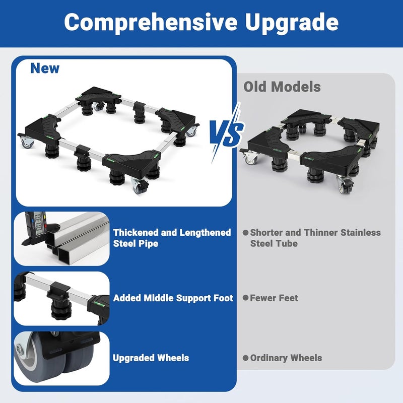 Nefish Upgraded 24-31 Inch Full-size Washing Machine Stand Base with 4 Wheels and 10 Feet Washer and Dryer Dolly Mini Fridge Stands Refrigerator Pedestal for Home Appliance - Image 3