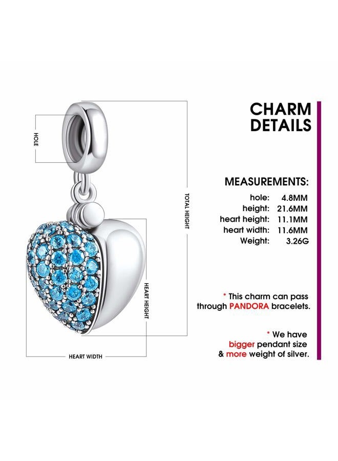 NINGAN I Love You Heart Charm 925 Sterling Silver Charm Bead for European Bracelets and Necklaces, ONESIZE, Cubic Zirconia, Zircon - Image 4