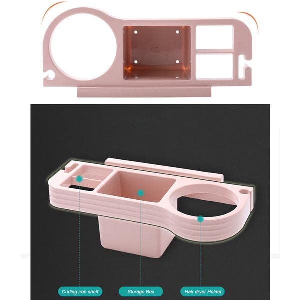 ZURATO Self-Adhesive Wall Mounted Hair Dryer Holder Stand, Bathroom Hair Blow Drier Holder With Hair Care Tools Storage Organizer (medium size : 25 x 8.5 x 8) - Image 4