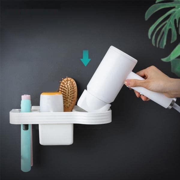 ZURATO Self-Adhesive Wall Mounted Hair Dryer Holder Stand, Bathroom Hair Blow Drier Holder With Hair Care Tools Storage Organizer (medium size : 25 x 8.5 x 8) - Image 2