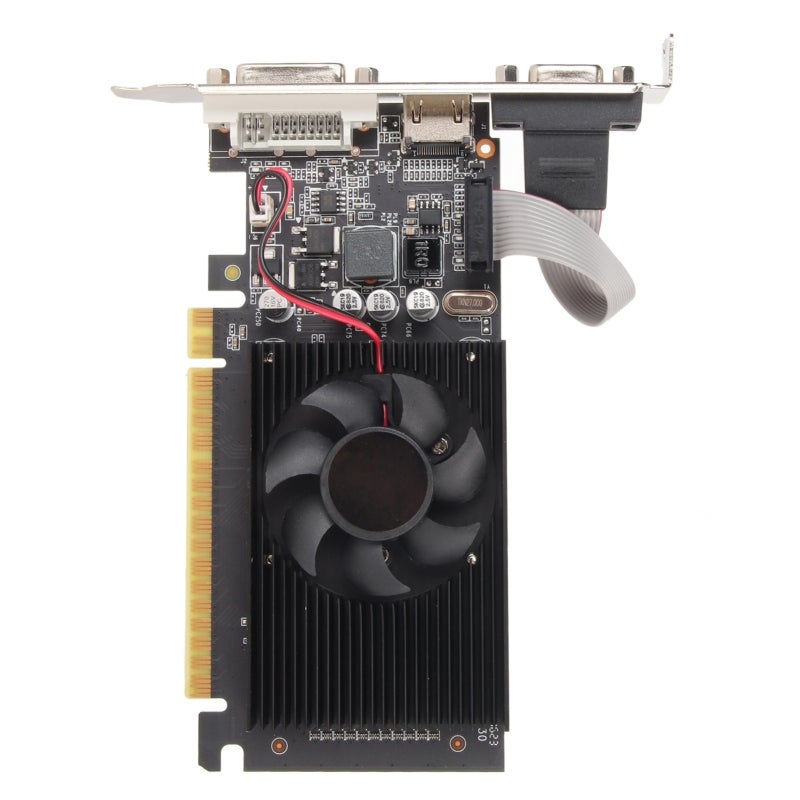 بطاقة رسومات GT610 ذاكرة 2 جيجا بايت DDR3 مع مروحة تبريد هادئة - بطاقة رسومات مستقلة من مواد PCB مستقرة، بطاقة رسومات سطح المكتب لمحبي ألعاب سطح المكتب، واستخدام الوسائط المتعددة في المنزل - Image 3
