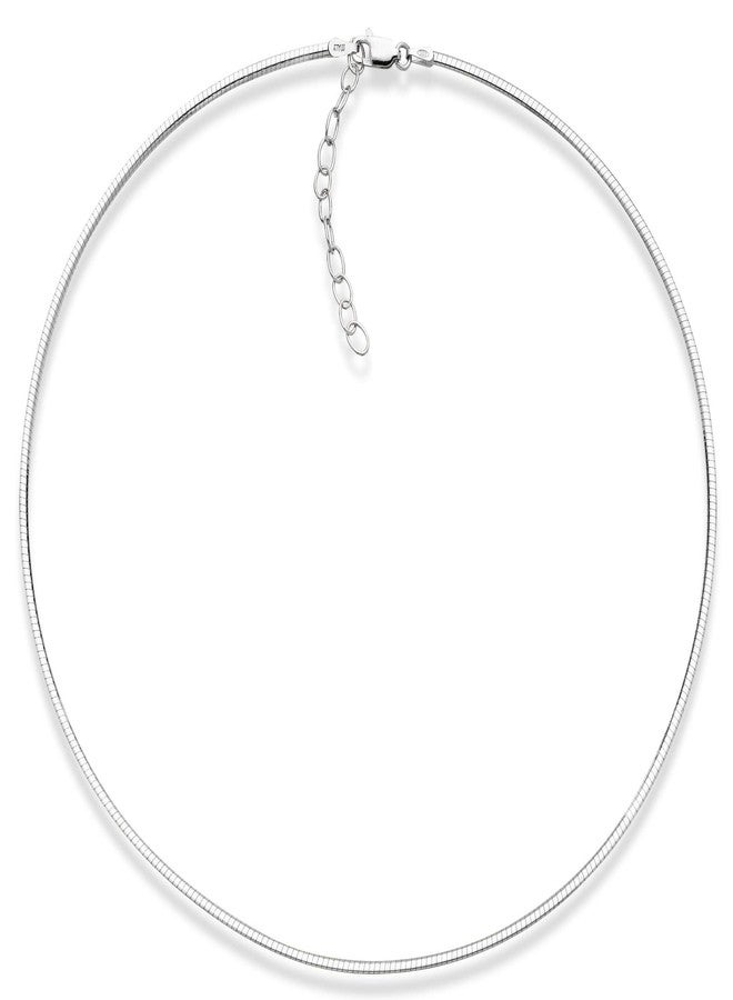 Miabella 925 Sterling Silver Italian 2mm 2.5mm Dome Omega Necklace for Women/Adjustable from 16-18 Inches with Extender/Made in Italy (2mm) - Image 1
