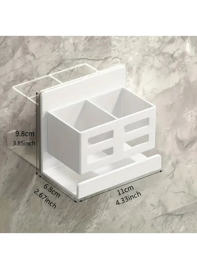 Dark Grey Wall Mounted Bathroom Shelf Adjustable Storage Rack For Toothbrush Razor - Image 4