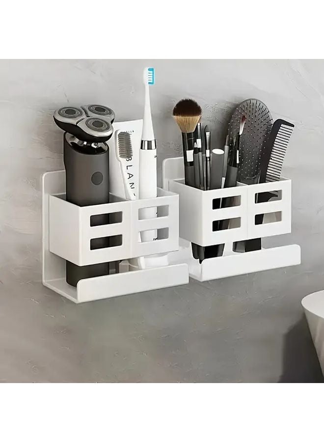 Dark Grey Wall Mounted Bathroom Shelf Adjustable Storage Rack For Toothbrush Razor - Image 3