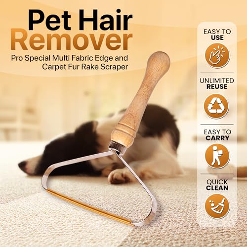 Diafline 1-Pack Pet Hair Removal Tool - Carpet Rake and Squeegee for Pet Hair Remover Tool - Lint Remover and Hair Scraper for Couch - Easy to Clean Fuzz Fur and Pro Cat Dog Hair Remover for Rugs,Car Floor Mat - Image 2