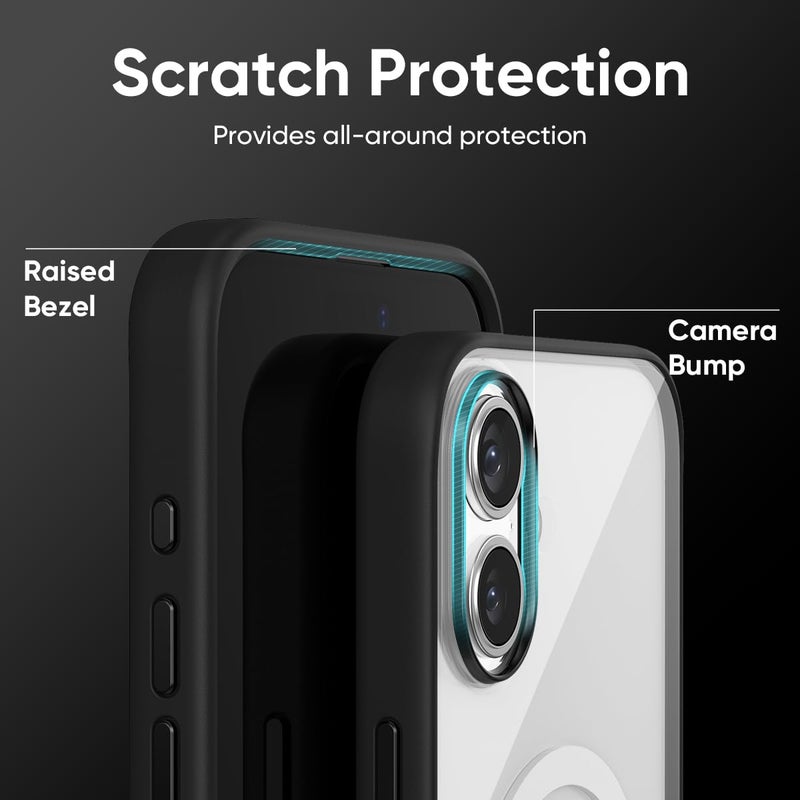 FLOLAB Surtect Tri-Fusion Magnetic for iPhone 17 Case Protective Slim Design Magsafe Compatible Military Grade - Black Clear - Image 5