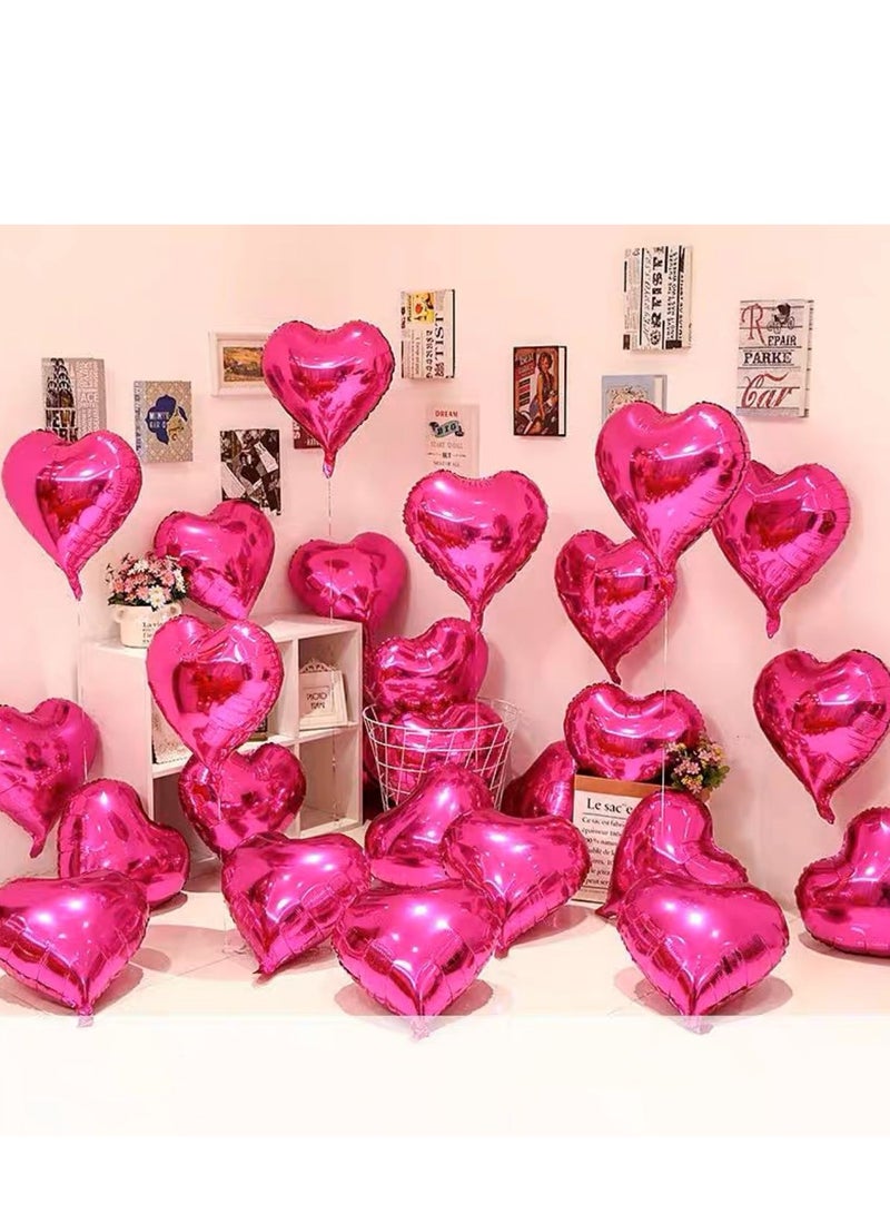 ميكسد 10 قطع من البالونات الفويل على شكل قلب وردي مقاس 18 بوصة بالونات فويل على شكل قلب