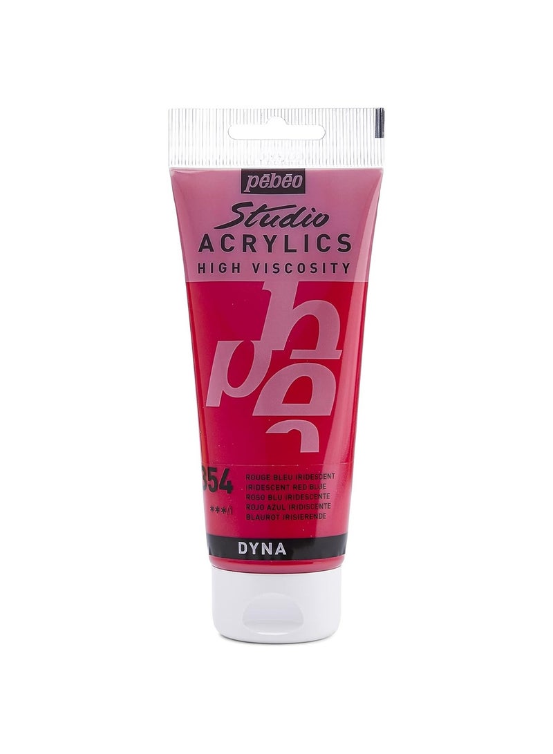 Pebeo Studio Acrylics Acrylic Paint Tube 100ml Content Iridescent Red Blue - Image 1