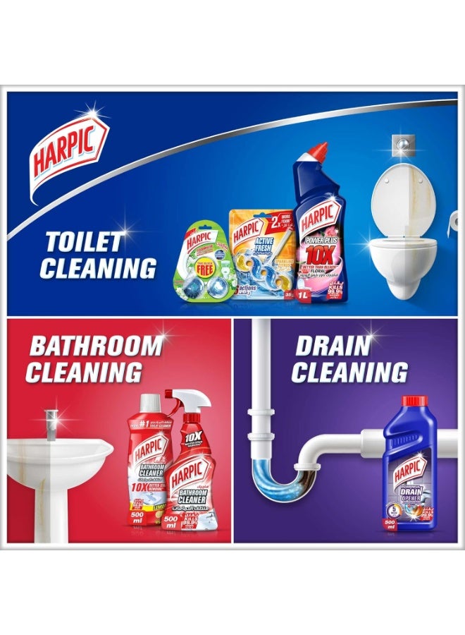 Harpic Power Plus Toilet Cleaner 10x Better Than Bleach Kills 99.9% of Germs Removes Limescale and Stains Floral Scent 500ml - Image 5