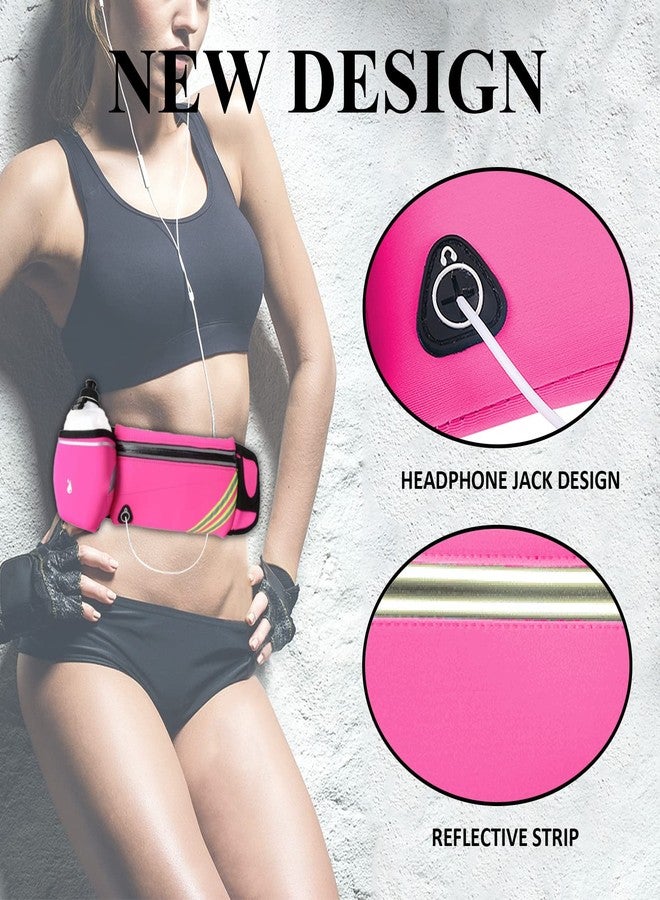MOVOYEE Running Belt Bag with Water Bottle,Waterproof Fanny Pack for Women Men,Waist Bag Fit Hiking Cycling Walking Workout Jogging Runners Pouch Phone iPhone 17 16 15 14 13 12 11 Pro Max Xs 16e Xr Plus Pink - Image 3